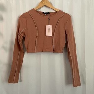 Brand new misguided inside out Long Sleeve Crop top size 8